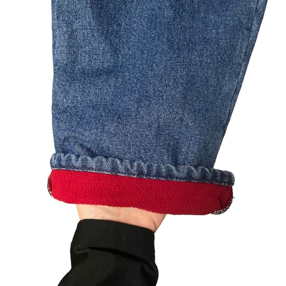VTG LL Bean Flannel Lined Jeans Blue - Picture 7 of 14